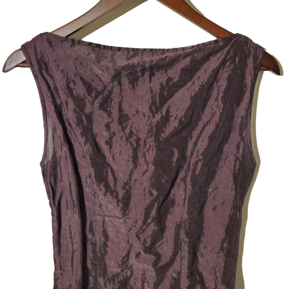 Ron Leal Y2K Crinkle Dress Size M Iridescent Brown Sheath Sleeveless Lined Women - Picture 5 of 10